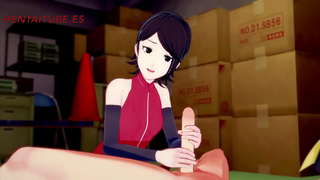 Boruto Hentai -- Sarada Jerkoff, é unha merda, titjob e é Fodido por Boruto