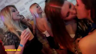 Crazy girls kissing an party